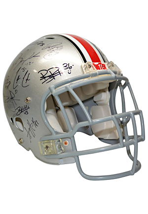 Ohio State Buckeyes Legends & Stars Autographed Replica Helmet Including Troy Smith, AJ Hawk & More (Full JSA)