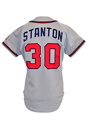 1990 Mike Stanton Atlanta Braves Game-Used Road Jersey (25th Anniversary Patch)