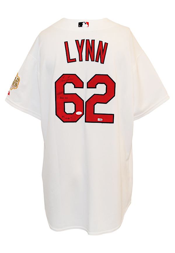 Lot Detail - 2011 Lance Lynn St. Louis Cardinals Rookie Debut Game-Used &  Autographed World Series Patched Jersey (JSA • Multiple Photo-Matches • MLB  Authenticated • Championship Season)