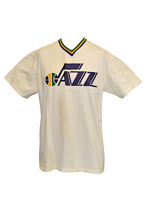 Mid 1970s New Orleans Jazz Player-Worn Shooting Shirt (Player No. 34) 