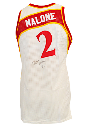 1987-88 Moses Malone Atlanta Hawks Game-Used & Autographed Home Jersey (JSA)