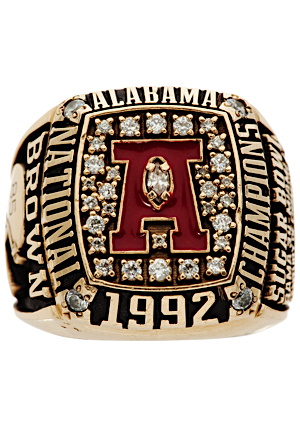 1992 Alabama Crimson Tide National Championship Players Ring Presented To Curtis Brown