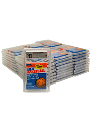 52 Individual 1986 Fleer Basketball Unopened Wax Packs & Original Display Box (53)(NM+/Perfect • BBCE Approved)