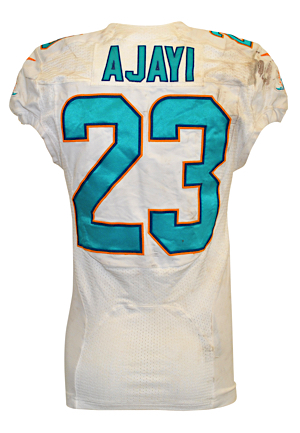 9/25/2016 Jay Ajayi Miami Dolphins Game-Used Home Jersey (Game Winning OT Touchdown Game • Ajayi LOA • Photo-Matched)