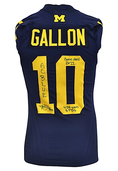 2011 Jeremy Gallon Michigan Wolverines Game-Used & Autographed Home Jersey (JSA)