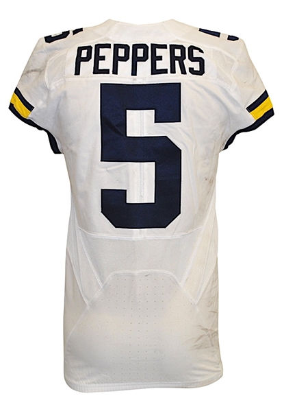 2016 Jabrill Peppers Michigan Wolverines Game-Used Orange Bowl Jersey (Photo-Matched To Only Career INT Game • Team Repair)