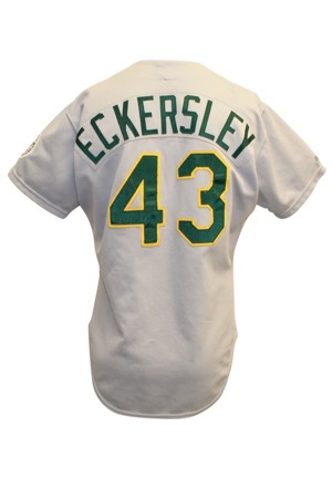 1987 Dennis Eckersley Oakland As Game-Used Road Jersey (Great Use • Graded 9 • Apparent Photo-Match)