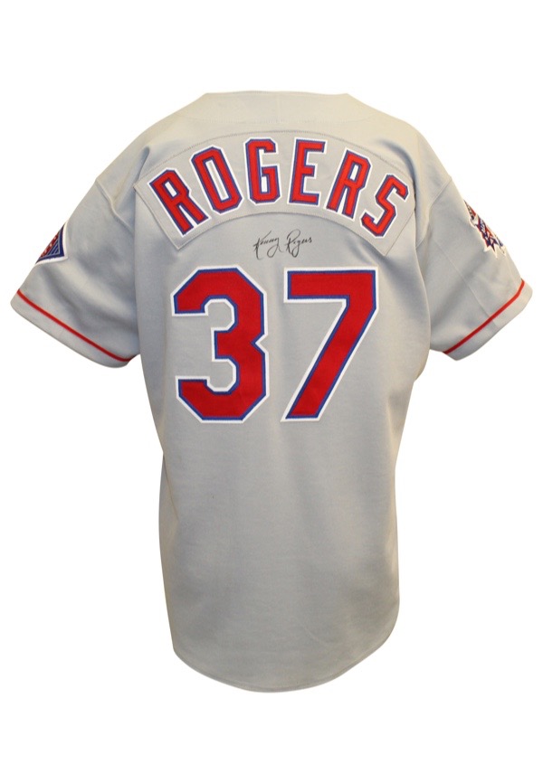 Lot Detail - 1995 Kenny Rogers Texas Rangers Game-Used & Autographed Road  Jersey (JSA • All-Star Patch)