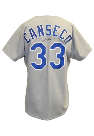 1993 Jose Canseco Texas Rangers Game-Issued & Autographed Road Jersey (JSA)