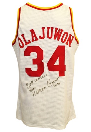 1990-91 Hakeem Olajuwon Houston Rockets Game-Used & Autographed Home Jersey (JSA • PSA/DNA)