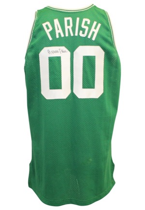 1993-94 Robert Parish Boston Celtics Game-Used & Autographed Road Jersey (JSA • Reggie Lewis Armband)