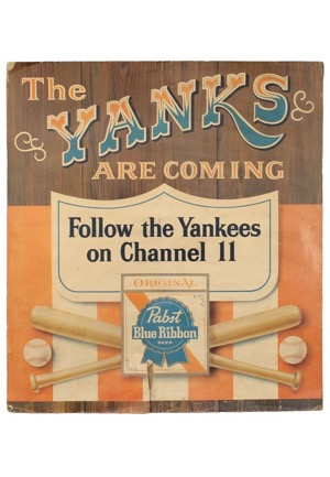 Vintage New York Yankees Pabst Blue Ribbon Large Format Advertisement Pieces (3)