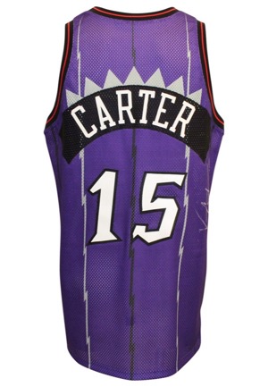 Circa 1998 Vince Carter, Charles Oakley & Marcus Camby Toronto Raptors Game-Used & Autographed Road Jerseys (3)(JSA)