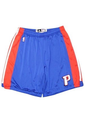 2014-15 Detroit Pistons Game-Used Road Shorts Attributed To Andre Drummond