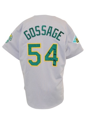 1992 Goose Gossage Oakland Athletics Game-Used & Autographed Road Jersey (JSA • 25th Anniversary Patch • Outstanding Use)