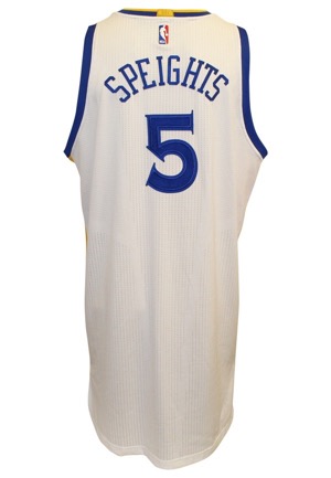 2016 Marreese Speights Golden State Warriors Playoffs Game-Used Home Jersey (NBA LOA • 73-9 Season)