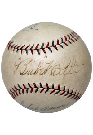 Hank Aaron & Lefty Leifield Multi-Signed OAL Baseball W/ Clubhouse Ruth (Full JSA)
