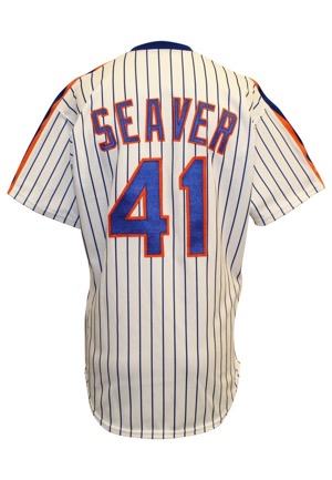 1990 Tom Seaver New York Mets Old Timers Day Worn & Autographed Home Jersey (JSA)