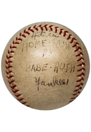 1932 Game-Used Babe Ruth Home Run OAL Baseball W. Loose Attribution 