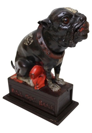 Circa 1880 "Bull Dog" Cast Iron Antique Mechanical Bank