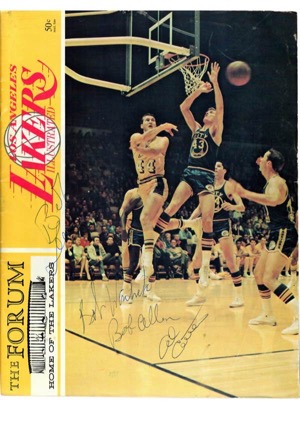 Los Angeles Lakers Autographed Media Guide, Program and 8x10s Highlighted By Two Kareem Abdul-Jabbars (JSA)(4)