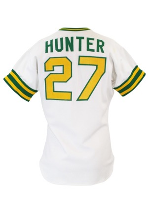 1974 Jim "Catfish" Hunter Oakland As Game-Used & Autographed Home Jersey (JSA • PSA/DNA • Cy Young Season)