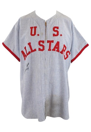 1944 Eddie Joost WWII U.S. All-Stars Game-Used & Autographed Flannel Jersey (JSA)