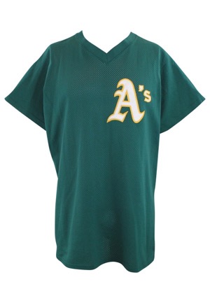 Circa 1986 Mark McGwire & Jose Canseco Oakland As Player-Worn Spring Training/Batting Practice Jerseys (2)