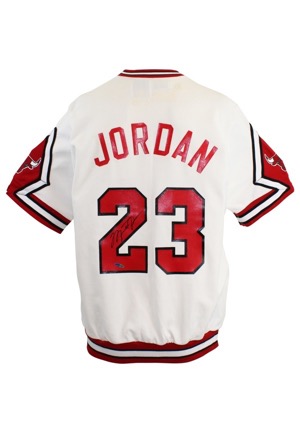 1989-90 Michael Jordan Chicago Bulls Player-Worn & Autographed Home Shooting Shirt (Mint UDA Signature)