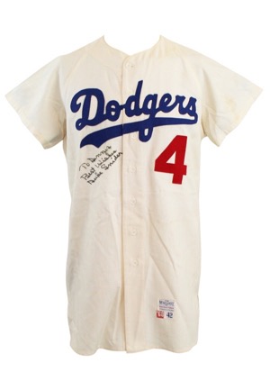 1968 Duke Snider Los Angeles Dodgers Coaches-Worn & Autographed Home Flannel Jersey (PSA/DNA)