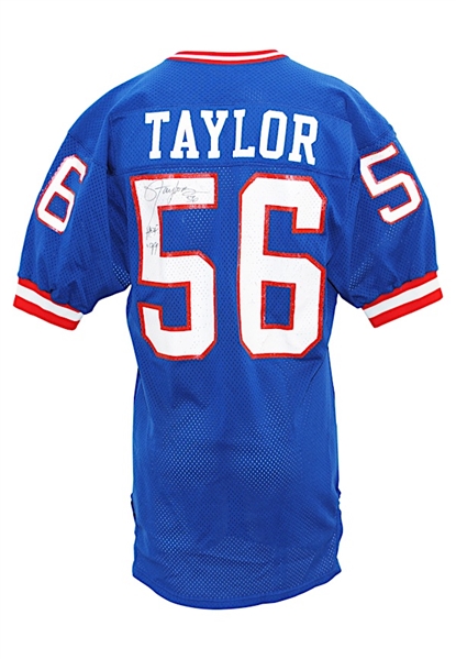 1985 Lawrence Taylor NY Giants Game-Used & Autographed Home Jersey (JSA • Photo-Matched To 11/18/85 Brutal Theismann Injury & 12/29/85 Wild Card Playoff)