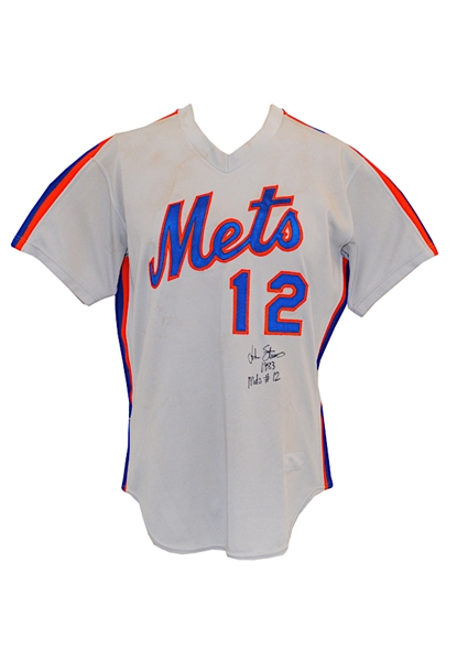 1983 John Stearns New York Mets Game-Used & Autographed Road Jersey (JSA)