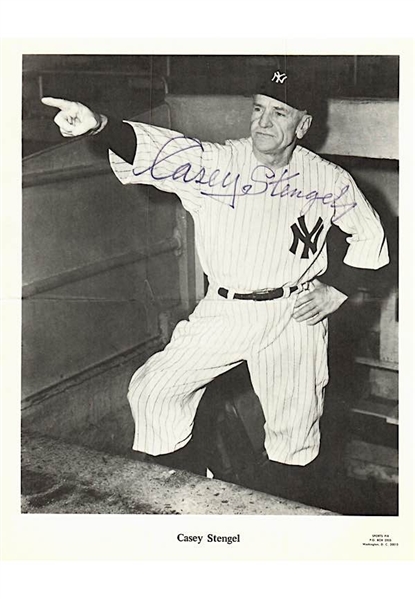 MLB Hall Of Famers Autographed Photographs & Hall Of Fame Plaque Postcards Including Nellie Fox, Stengel, Frisch, Spahn & More (13)(JSA)