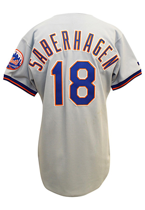 1993 Bret Saberhagen New York Mets Game-Used & Autographed Road Jersey (JSA)