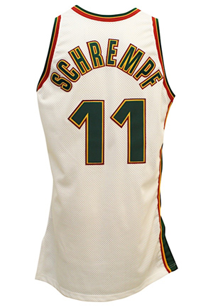 1997-98 Detlef Schrempf Seattle SuperSonics Game-Used & Autographed Home Jersey (JSA • PSA/DNA) 