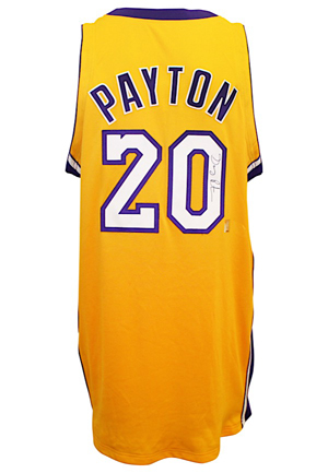 2003-04 Gary Payton Los Angeles Lakers Game-Used & Autographed Home Jersey (JSA • Lakers LOA)