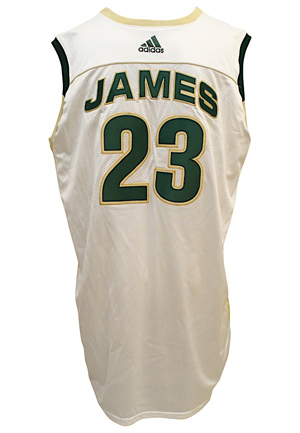2002-03 LeBron James St. Vincent-St. Marys Irish High School Game-Used White Uniform (2)(9th Pangos Classic Tournament • Rare NoB)