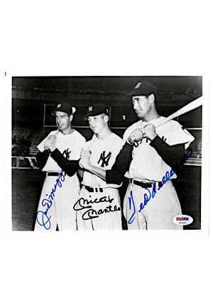 Joe DiMaggio, Mickey Mantle & Ted Williams Multi-Signed 8x10 B&W Photo (JSA • PSA/DNA)