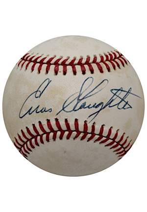 Hall Of Fame Outfielders Single-Signed Baseballs Including Slaughter, Musial & Others (4)(JSA)