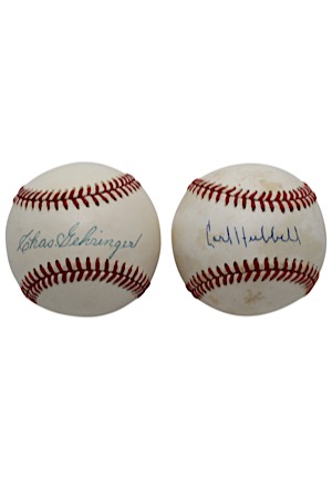 Hall Of Famers Single-Signed Baseballs - Gehringer & Hubbell (2)(JSA)