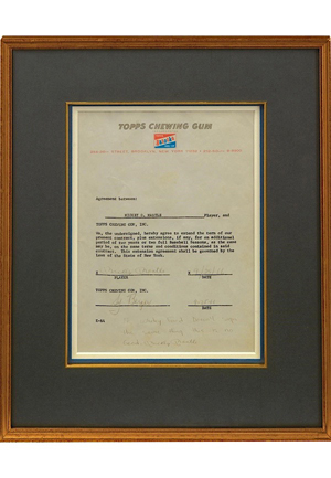 1966 Mickey Mantle Dual-Signed Topps Chewing Gum Contract (JSA)
