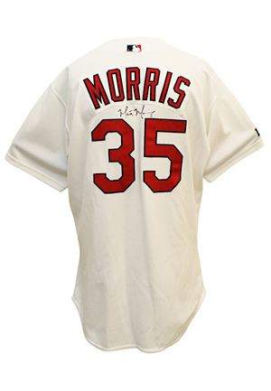 2002 Matt Morris St. Louis Cardinals Game-Used & Autographed Home Jersey (JSA • Darryl Kile Patch)
