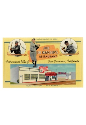 Joe DiMaggios Restaurant Postcard & Matches (2)