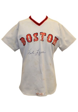 1977 Fred Lynn Boston Red Sox Game-Used & Autographed Road Jersey (JSA • Early Example)