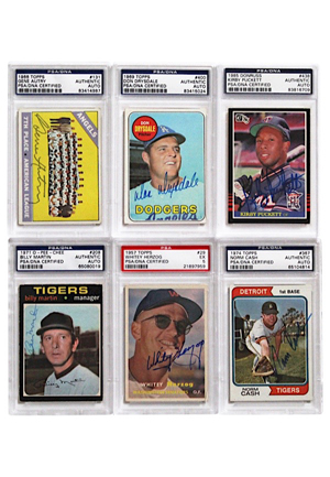 Deceased Baseball Stars Autographed Cards Including Drysdale, Puckett, Herzog & More (6)(JSA)