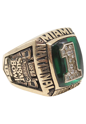 1989 Miami Hurricanes Sugar Bowl National Championship 10K Ring