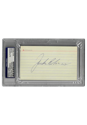 Jackie Robinson Autographed Index Card (JSA • PSA/DNA Encapsulated)
