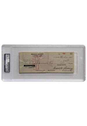 Branch Rickey Autographed Personal Check (JSA • PSA/DNA Encapsulated)