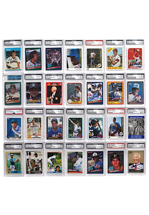 Large Grouping Of Autographed Encapsulated Baseball Cards Including Maddux, Hoffman, Uecker & Many Others (28)(JSA • PSA/DNA Encapsulated)