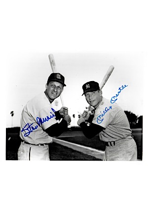 Mickey Mantle & Stan Musial Dual-Signed B&W 8x10 Photo (Full JSA)
